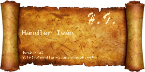 Handler Iván névjegykártya